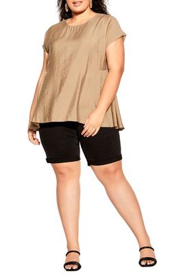 City Chic Back Frill High-Low Top in Sand