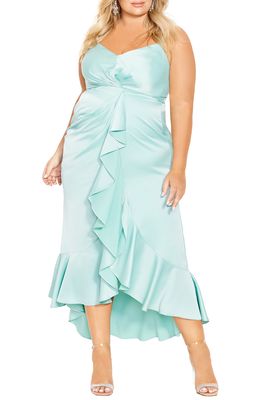 City Chic Belle Sleeveless Ruffle Maxi Dress in Waterlily