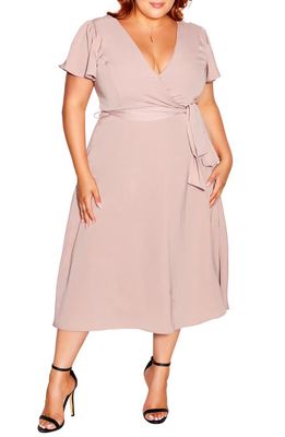 City Chic Belted Garden Dress in Sueded Rose