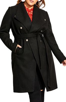 City Chic Belted Trench Coat in Black