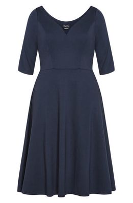 City Chic Cute Girl A-Line Dress in Navy