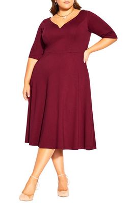 City Chic Cute Girl Fit & Flare Dress in Ox Blood Red