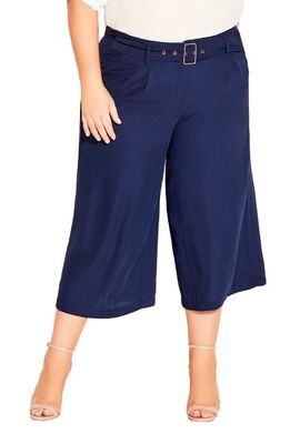 City Chic Easy Crop Belted Pants in Navy