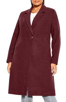 City Chic Effortless Chic Coat in Oxblood