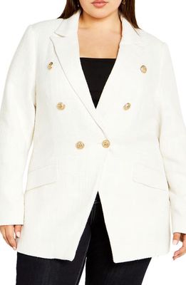 City Chic Elly Double Breasted Blazer in Creme