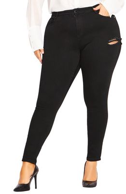 City Chic Emily Stretch Skinny Jeans in Black Wash