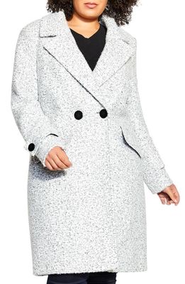 City Chic Emma Two-Button Coat in Salt N Pepper