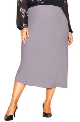 City Chic Envious Satin Skirt in Platinum