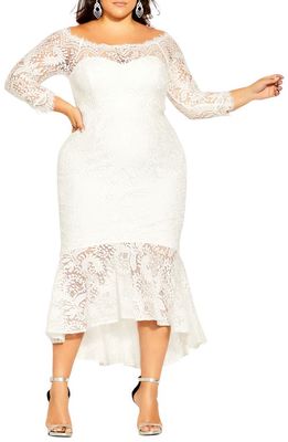 City Chic Estella Lace Dress in Ivory