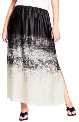 City Chic Evelyn Ombré Print A-Line Skirt in Acid