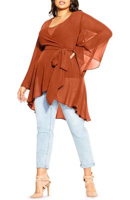 City Chic Fleetwood Wrap Tunic in Ginger