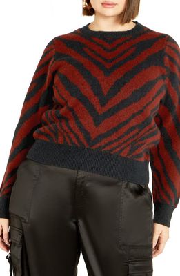 City Chic Freya Relaxed Fit Sweater in Sienna/Black