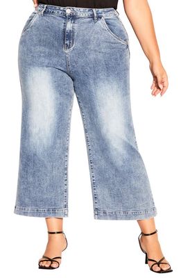 City Chic Harley Avery Crop Flare Jeans in Light Denim