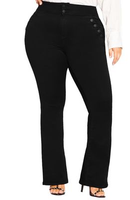 City Chic Harley Button Bootcut Jeans in Black