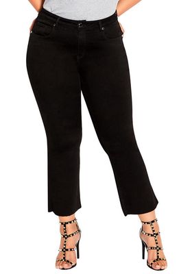 City Chic Harley High Waist Fray Hem Ankle Flare Jeans in Black