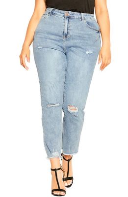 City Chic Harley Nora Distressed Ankle Crop Skinny Jeans in Light Wash