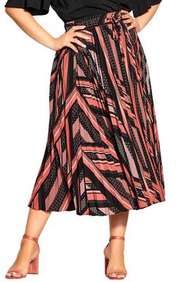 City Chic Harper Stripe Skirt in Artisan Scarf