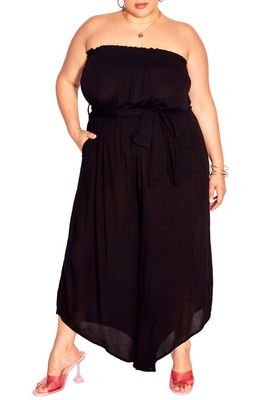 City Chic Holiday Sun Strapless Jumpsuit in Black