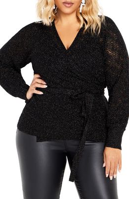 City Chic Holly Wrap Cardigan in Black