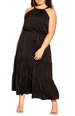 City Chic Iconic Tiered Maxi Dress in Black