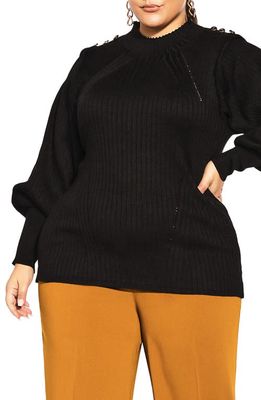 City Chic Isabella Rib Sweater in Black