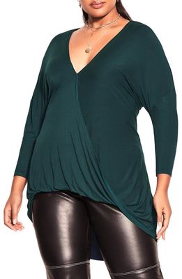 City Chic Jenniver High/Low Tunic Top in Emerald