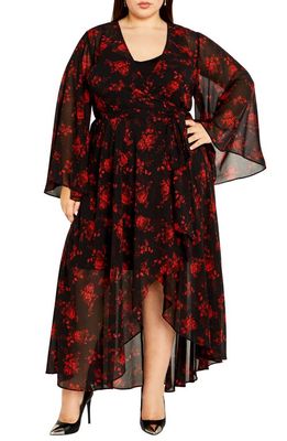 City Chic Julissa Floral Chiffon High-Low Dress in Amour Floral