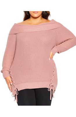 City Chic Jumper Intertwine Sweater in Blush