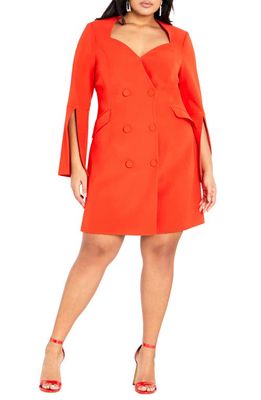 City Chic Kallie Double Breasted Long Sleeve Minidress in Tigerlily