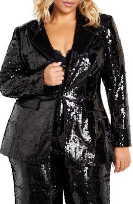 City Chic Kendall Sequin Jacket in Black