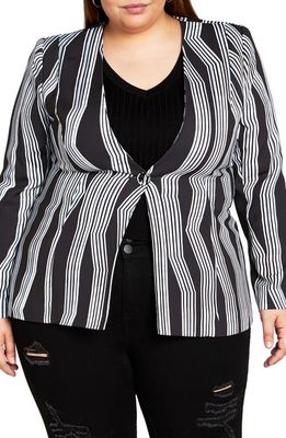 City Chic Laila Abstract Stripe Jacket in Black Mono