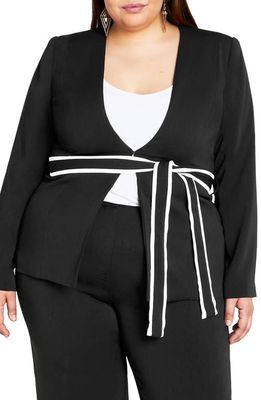 City Chic Laila Belted Jacket in Black