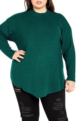 City Chic Madison Mock Neck Sweater in Emerald