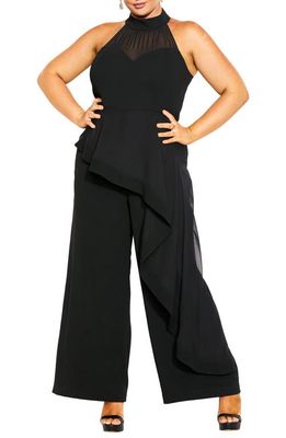 City Chic Mika Sleeveless Wide Leg Jumpsuit in Black