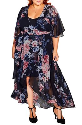 City Chic Millian Floral Print Maxi Dress in Magnetising Floral