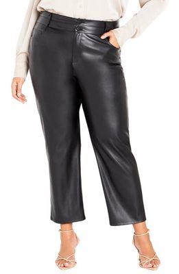 City Chic Norah Faux Leather Ankle Pants in Black