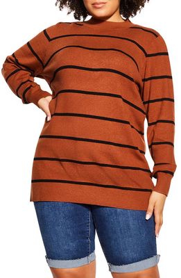 City Chic Olivia Sweater in Toffee/Black