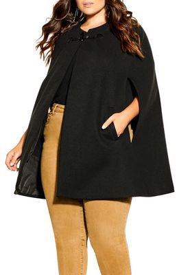 City Chic Open Front Cape in Black