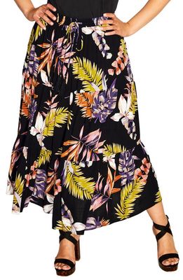 City Chic Paige Skirt in Tropical Passion