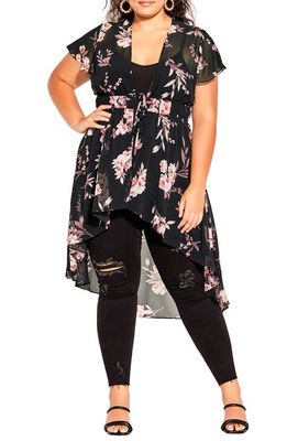 City Chic Pretty Rose Jacket in Black Pretty Roses