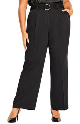 City Chic Quinn Wide Leg Belted Pants in Black