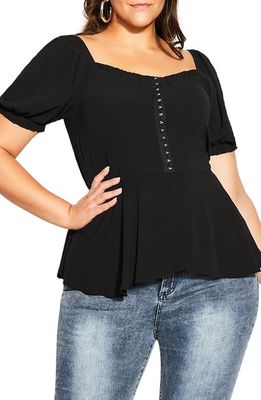 City Chic Quirky Corset Top in Black