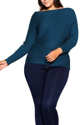 City Chic Ribbed Tunic Sweater in Jade