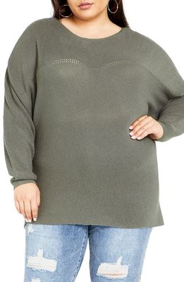 City Chic Romance Sweater in Deep Sage