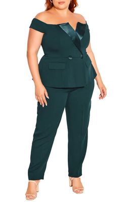 City Chic Sexy Off the Shoulder Jumpsuit in Emerald