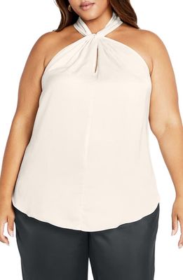 City Chic Sexy Twist Sleeveless Top in Oat