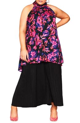 City Chic Shine Halter Neck High-Low Tunic in Sublime Floral