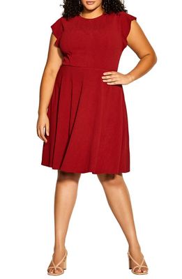 City Chic Skylar Cap Sleeve Dress in True Red