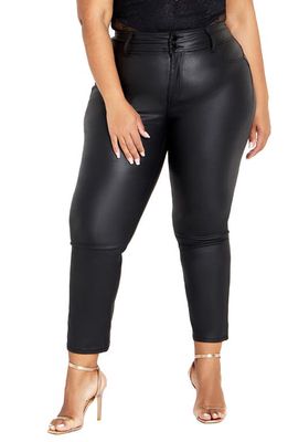 City Chic Skylar Faux Leather Skinny Ankle Jeans in Black