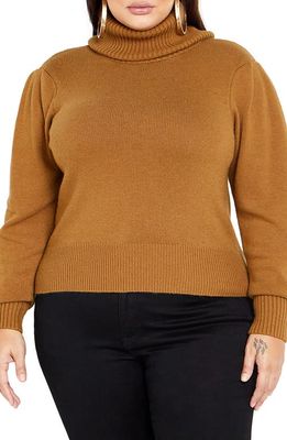 City Chic Softly Sweet Turtleneck Sweater in Caramel